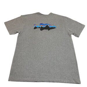 Patagonia Trout Graphic Logo Tee Gray Sz Large
